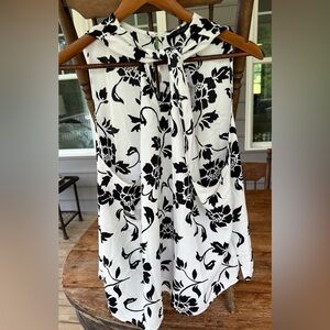 NWT Ann Taylor Factory Women’s Sleeveless Blouse Top Shirt Black White XL